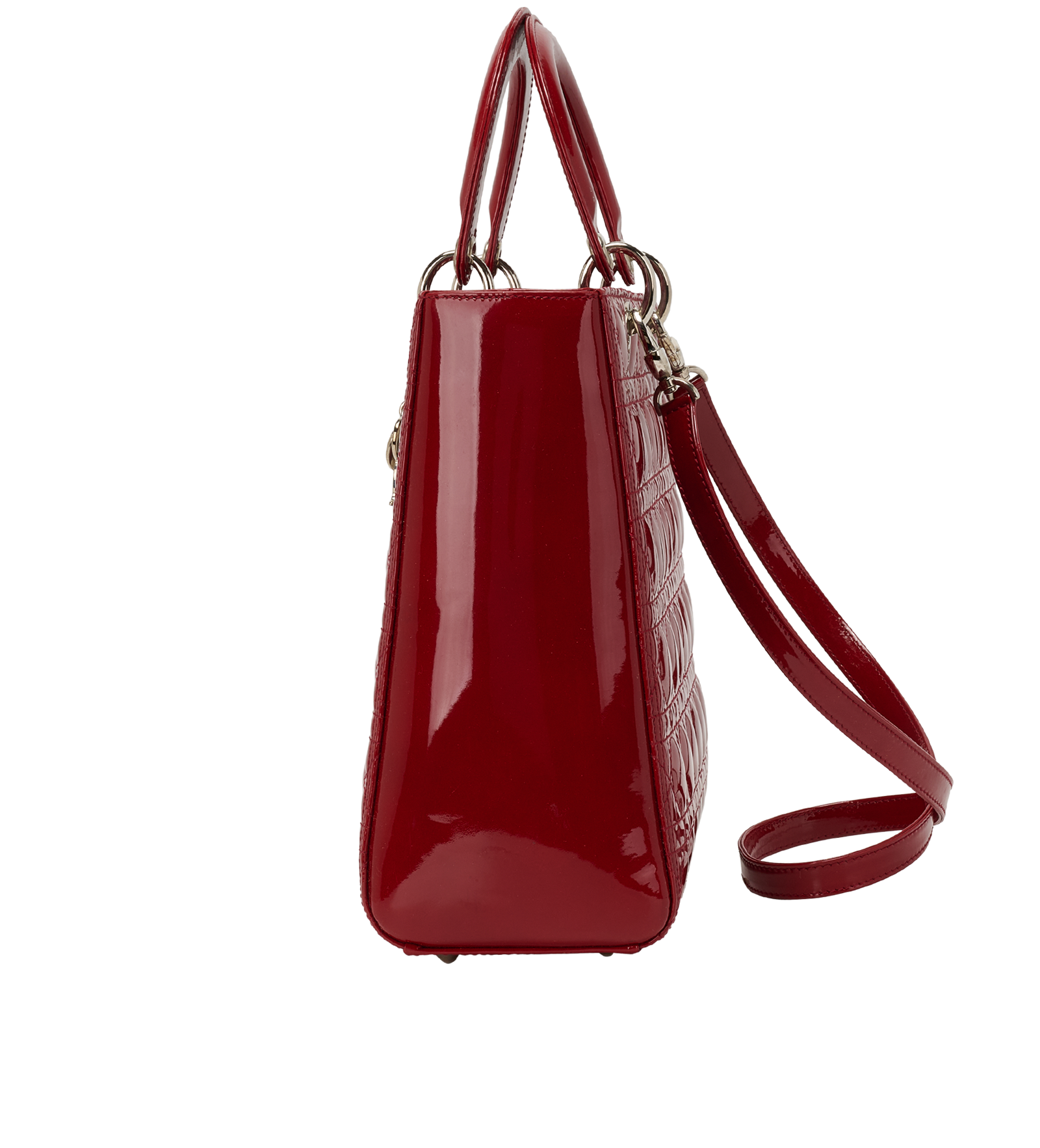 Large Lady Dior, &pound;1,400, Handbags, Red, Patent Leather, Bottom view